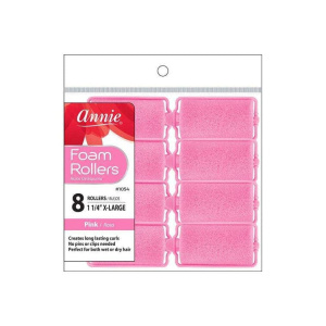 Annie Foam Hair Rollers 1 1/4 Inch X-Large, 8 Count, Pink
