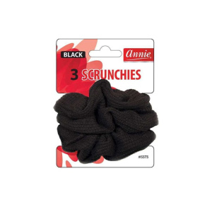 Annie Scrunchies, 3 Count Elastic Fabric Hair Band, Black