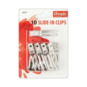Annie Slide-In Metal Hair Clips, 10 Count, Silver