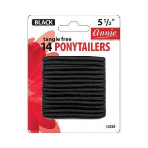 Annie No Tangle Ponytailers 5 1/2in, 14 Count Elastic Hair Ties, Black