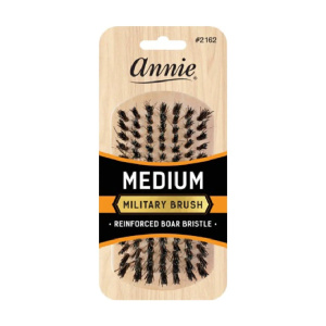 Annie Medium Wooden Military Brush, Boar & Nylon Bristle, Light Brown
