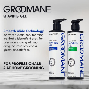 Red PRO Groomane Barber Grade Shaving Gel - Non-Foaming Aloe Vera Gel for Smooth Shave