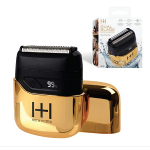 Hot & Hotter Dual Blade Mini Shaver, 1 Count Foil Electric Razor, Gold