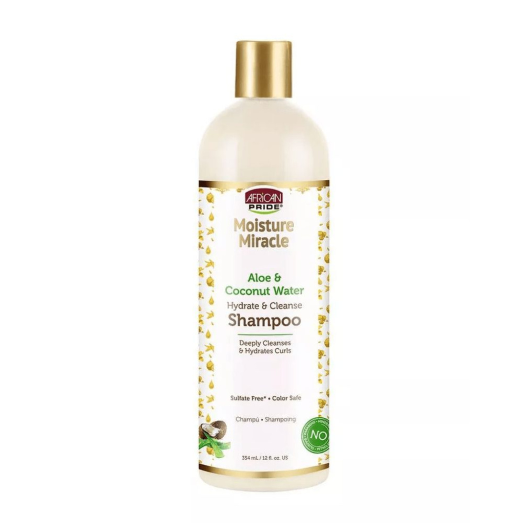 AFRICAN PRIDE MOISTURE MIRACLE ALOE COCONUT WATER SHAMPOO 12OZ