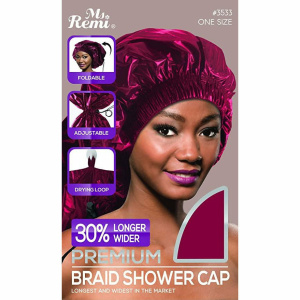 Ms. Remi Braid Shower Cap Ultra jumbo, 1 Count, Black