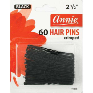 Annie Hair Pins Crimped 2 1/2 Inch, 60 Count, Black