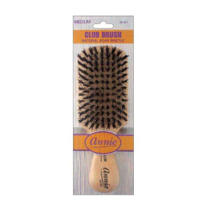 Annie Medium Wooden Club Brush, Boar & Nylon Bristle, Light Brown