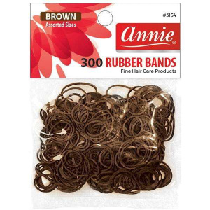 Annie Hair Rubber Bands Assorted Sizes, 300 Count, Brown