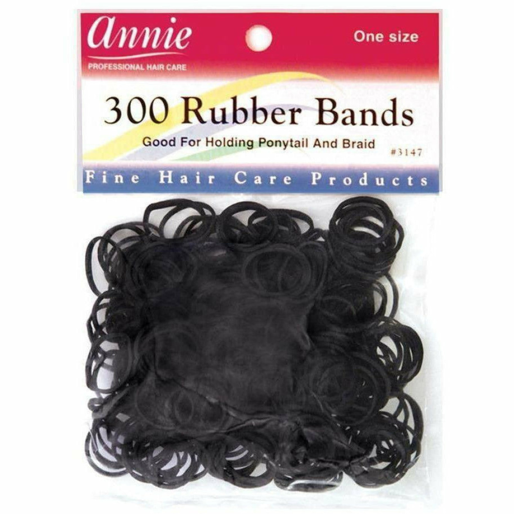 Annie Hair Rubber Bands 14mm, 300 Count, Black