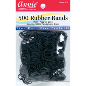 Annie Hair Rubber Bands Assorted Sizes, 500 Count, Black