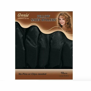 Annie Silky Satin Pillow Soft Hair Rollers Large, 10 Count, Black