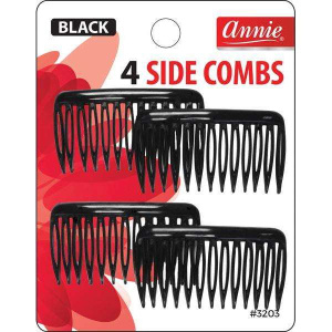 Annie Side Combs Small, 4 Count, Black