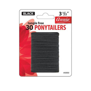 Annie Tangle Free Ponytailers 3 1/2 Inch, 30 Count, Black