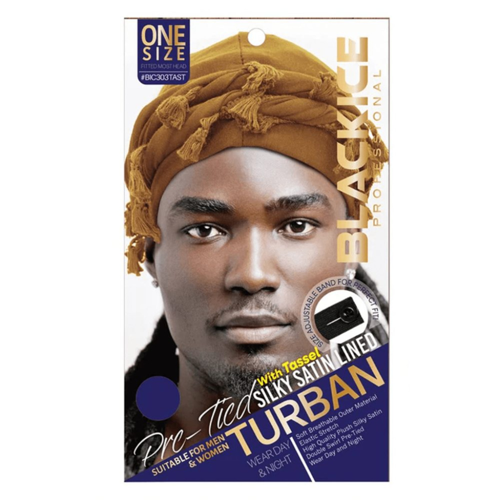 PRE-TIED TURBAN COLOR ASSORT W/TASSEL [ONESIZE]