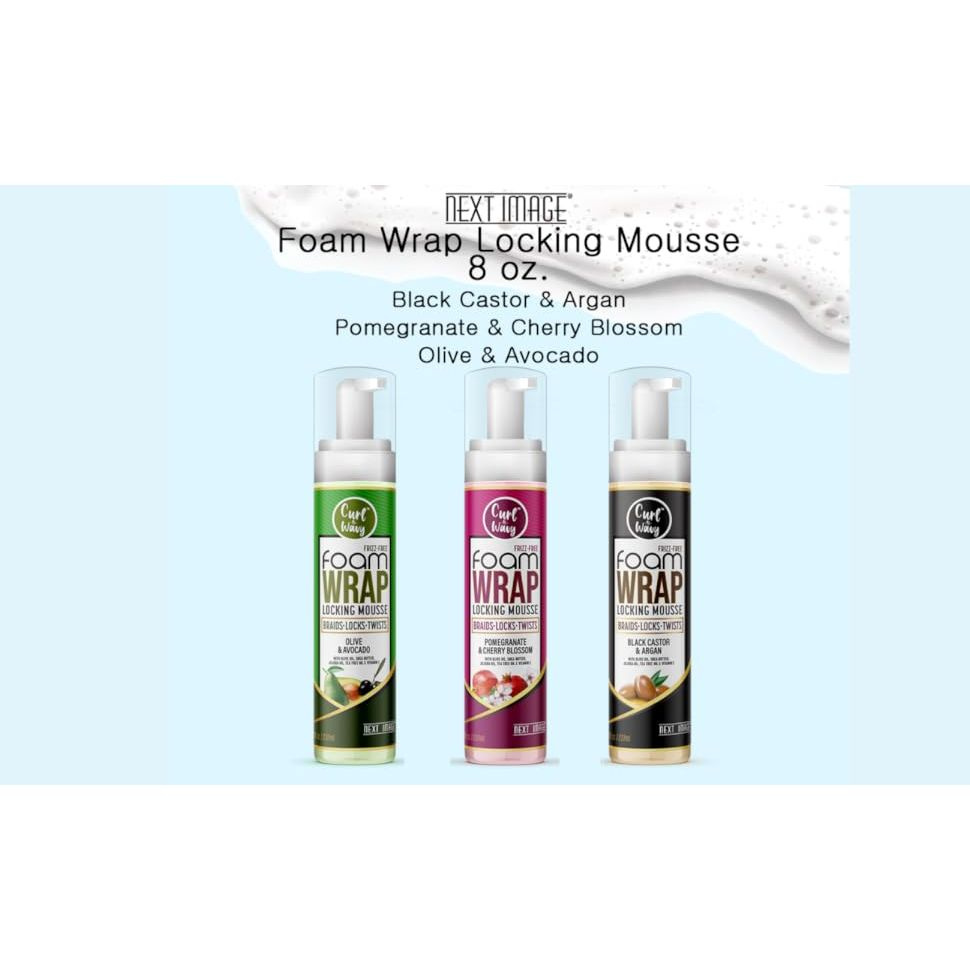 curl-wavy-foam-wrap-locking-mousse-3-unique-variants-olive-avocado-black-castor-argan-pomegranate-cherry-blossom-8oz-632637