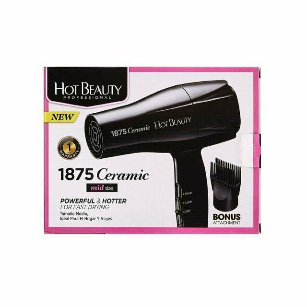 Hot Beauty 1875 Ceramic Styling Hair Dryer Mid Size