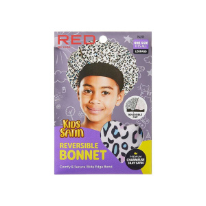RED KIDS SATIN BONNET DOUBLEWEAR LEOPAR