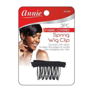 Annie Spring Wig Clip with Fabric, 3 Count, Black