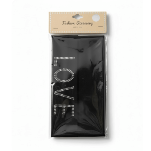 HEAD BAND (6cm/2pcs) W/STONE (LOVE) BLACK (50DZ/CS)