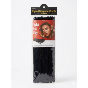 PIPE CLEANER CURLS ON LOCKS (BLACK) (12DZ/CS)