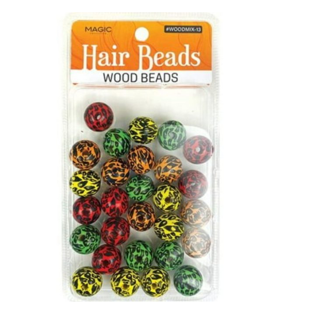 WOOD BEAD MIX - ROUND LEOPARD (12DZ/CS)
