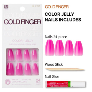Gold Finger Jelly Color Nails - Snowy