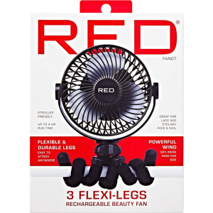 RED by KISS Portable & Adjustable Flexi Tripod Fan with 360° Rotation – USB-C Rechargeable, Quiet Airflow