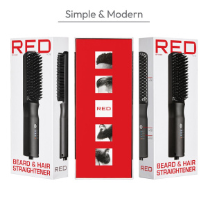 RED by KISS 2-in-1 Ionic Hair Straightener Brush with Ceramic Coating, Adjustable Temp, Auto Shut Off