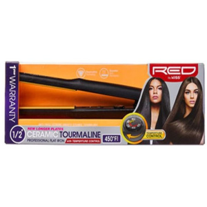 RED by KISS Ceramic Tourmaline Flat Iron 1/2" with Temp Control