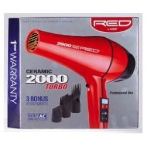 RED by KISS 2500 Ceramic Turbo Hair Dryer 3 Styling Attachments