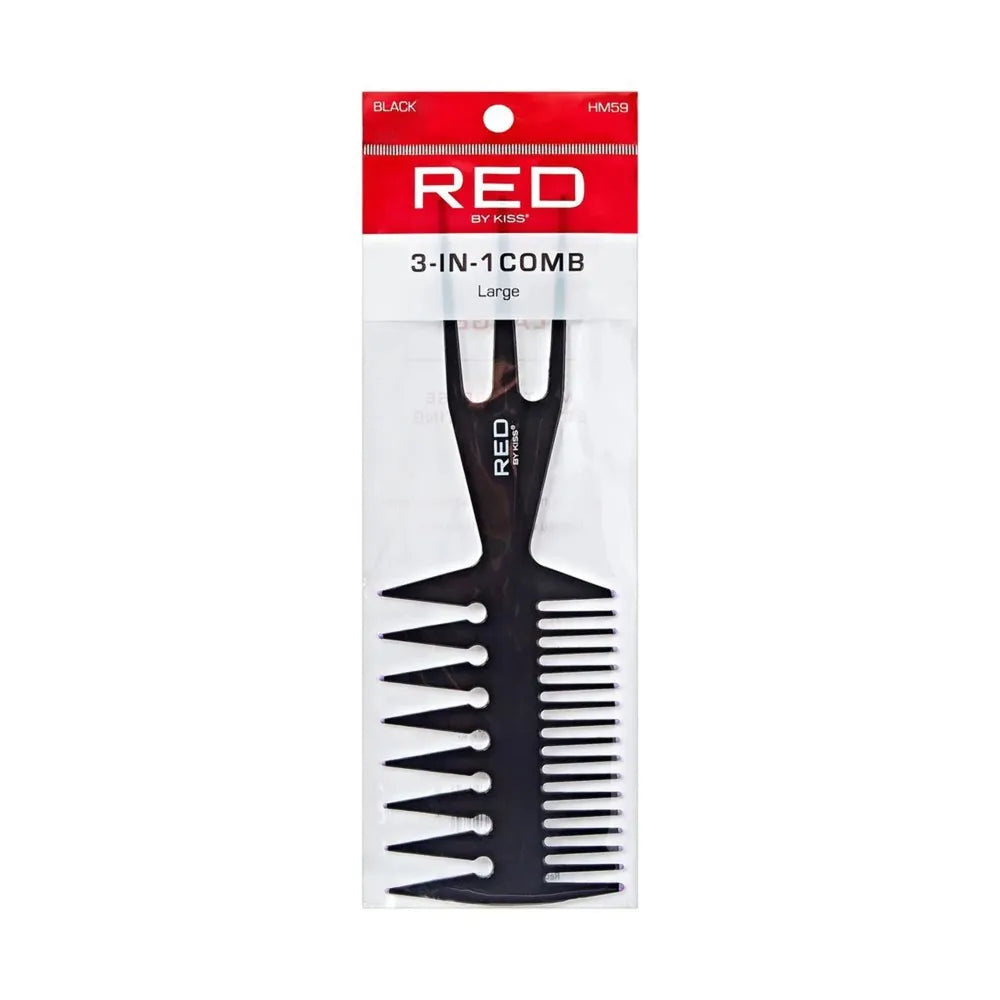 red-by-kiss-3-in-1-comb-large-black-multi-use-for-styling-parting-detangling-hm59-great-for-all-hair-types-textures-950447