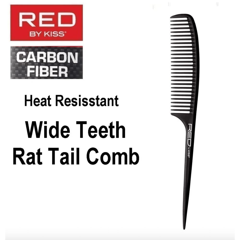 red-by-kiss-carbon-fiber-wide-teeth-rat-tail-comb-hm16-anti-static-heat-resistant-comb-for-detangling-precise-parting-315472