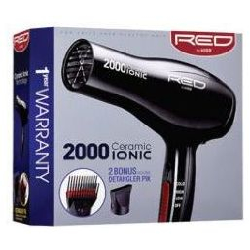 RED by KISS 2000 Ceramic Ionic Hair Dryer 2 Styling Attachments