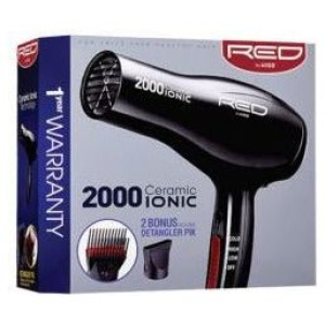 RED by KISS 2000 Ceramic Ionic Hair Dryer 2 Styling Attachments
