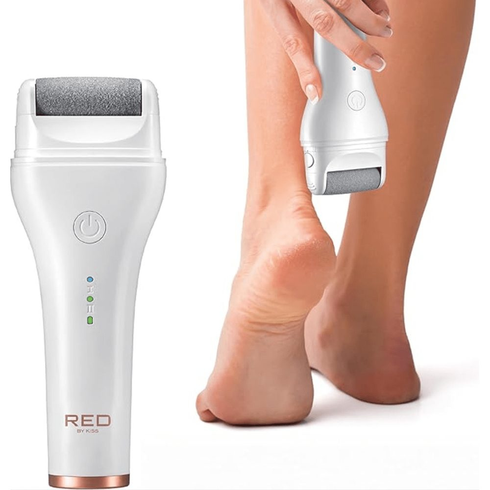 red-by-kiss-cordless-foot-callus-remover-dual-speed-pedicure-tool-w-3-rollers-curved-head-wet-dry-use-2-hour-runtime-881912