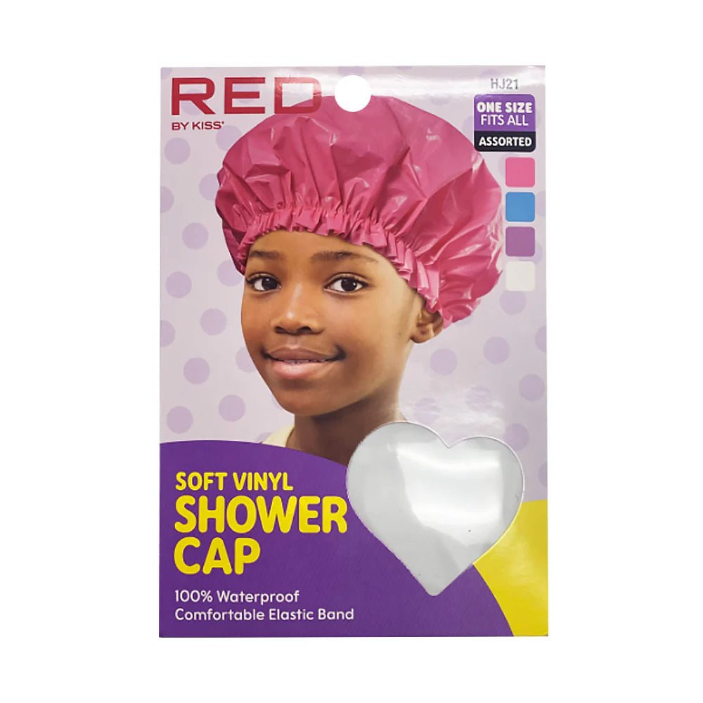 red-by-kiss-kids-soft-vinyl-shower-cap-waterproof-hair-protection-for-bath-time-hj20-black-assorted-710299