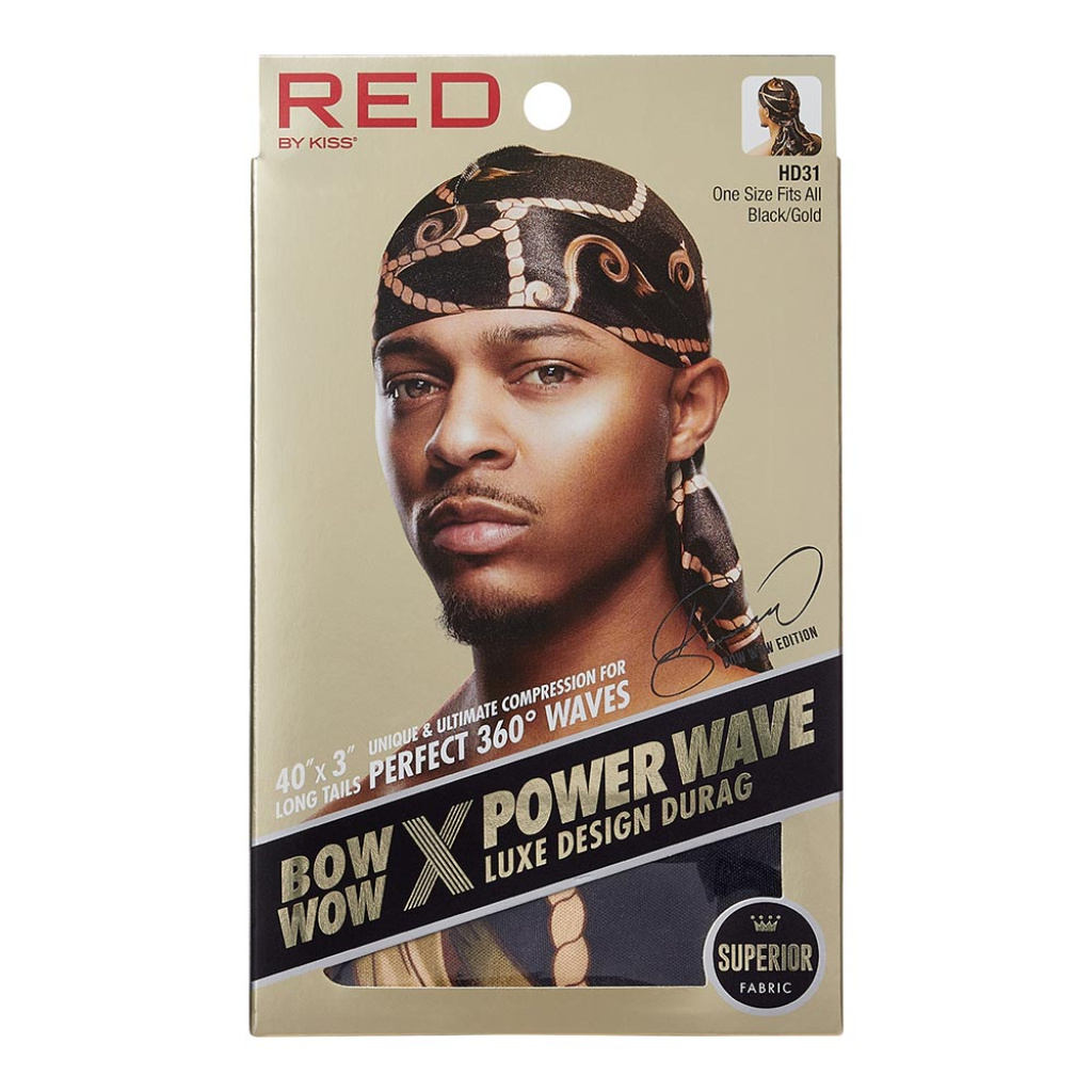 (HDUPPL01) RED LUXE DURAG BLACK GOLD