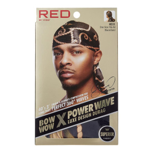 (HDUPPL01) RED LUXE DURAG BLACK GOLD