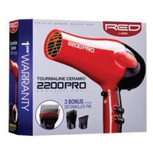 RED by KISS 2200 Tourmaline Ceramic Hair Dryer 3 Styling Attachments