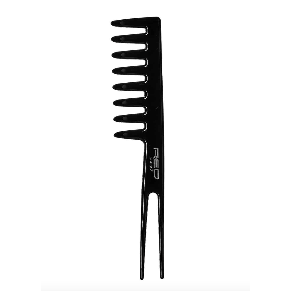 red-by-kiss-rake-comb-black-hm38-wide-tooth-comb-for-detangling-fluffing-volumizing-natural-or-curly-hair-128471