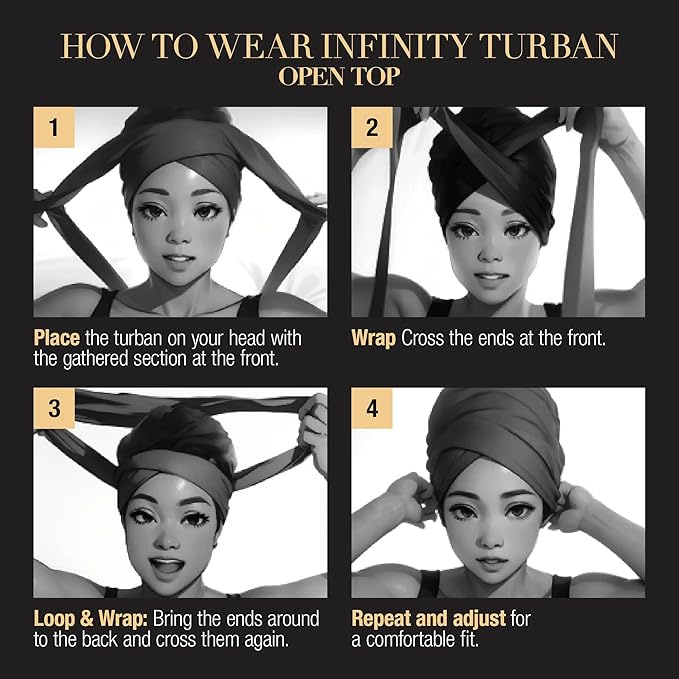 red-by-kiss-satin-lined-infinity-turban-open-top-perfect-for-high-buns-ponytails-black-charcoal-dark-green-one-size-123091