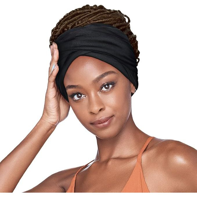red-by-kiss-satin-lined-infinity-turban-open-top-perfect-for-high-buns-ponytails-black-charcoal-dark-green-one-size-206840