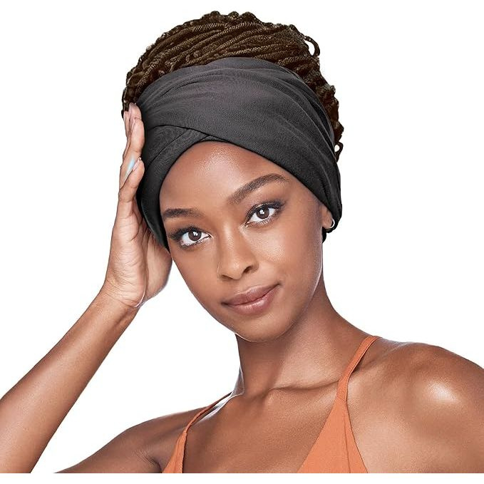 red-by-kiss-satin-lined-infinity-turban-open-top-perfect-for-high-buns-ponytails-black-charcoal-dark-green-one-size-369332