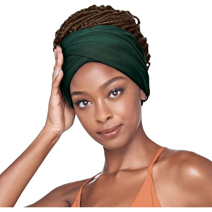 red-by-kiss-satin-lined-infinity-turban-open-top-perfect-for-high-buns-ponytails-black-charcoal-dark-green-one-size-417009