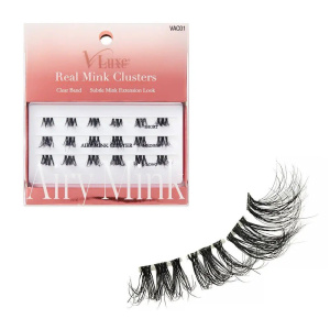 VLuxe By i•ENVY Airy Mink Strip Lash Cluster – 100% Real Mink Eyelash Extensions with Clear Band